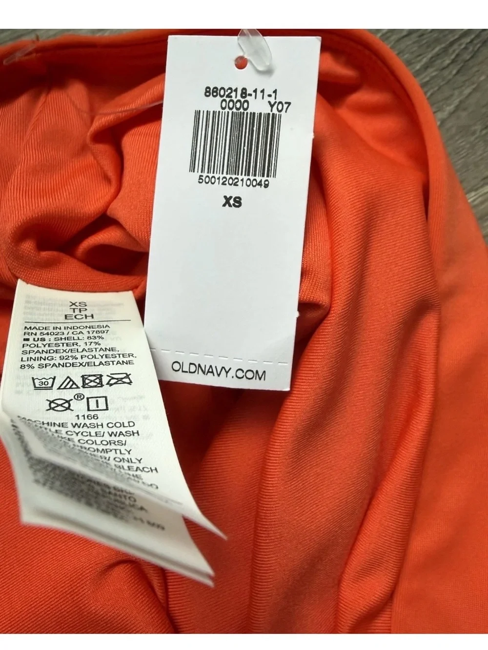Old Navy Women’s XS High-Waisted Bikini Swim Bottom Orange Solid Lined Stretch